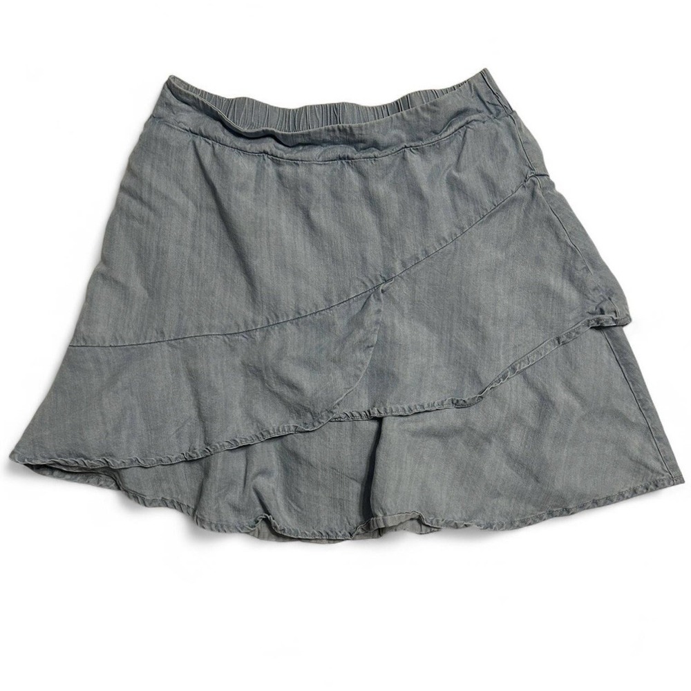 Cato Women's Small Denim Mini Skirt Ruffle Hem Casual Jean Skirt